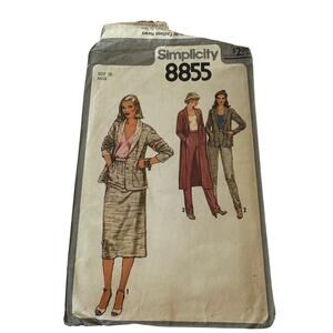 Simplicity 8855 Sewing Pattern Jacket Skirt Pant Size 12 Miss c.1978